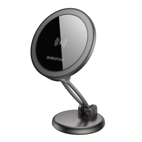 Автотримач Borofone BH218 Magnetic Wireless, 15W, Сірий