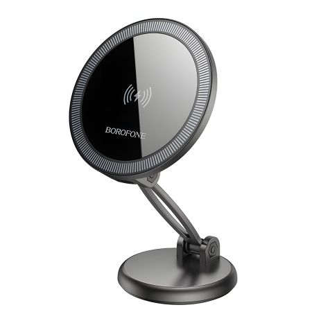 Автотримач Borofone BH218 Magnetic Wireless, 15W, Сірий