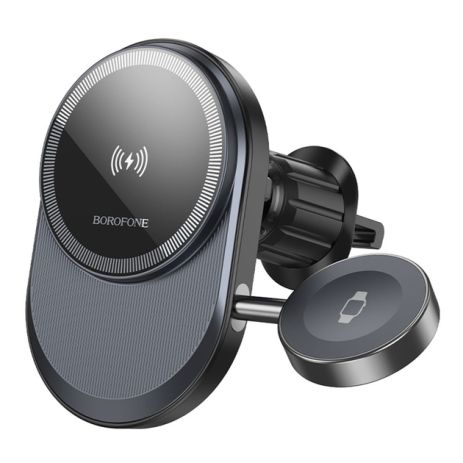 Автоутримувач Borofone BH219 Fine 2-in-1 Magnetic Wireless 15W Чорний