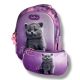 Школьный рюкзак для девочек 6-9 лет, фиолетовый с принтом Котик