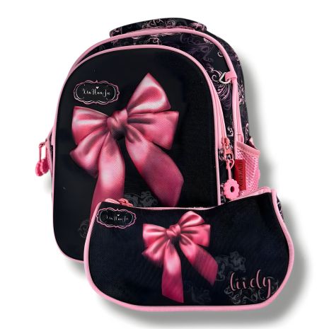 Сірий шкільний рюкзак для дівчаток 6-9 років, місткість 20 л, з принтом Бантик
