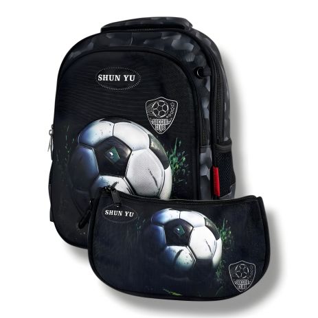 Школьный рюкзак для мальчиков с рисунком Мяч, вместительный и легкий, пенал в комплекте