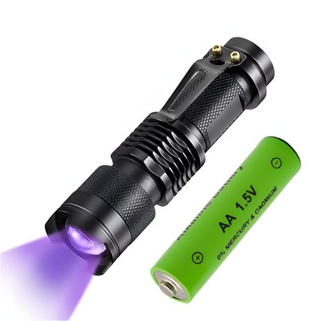 Ультрафіолетовий ліхтарик SK68 AA LED UV Flashlight 395nm Portable Mini Lamp Black + 1xБатарейка AA