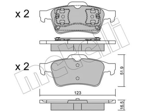 Комплект тормозных колодок NISSAN PRIMERA, RENAULT MEGANE, RENAULT ESPACE, METELLI (2203370)