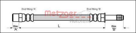 Шланг тормозной MERCEDES-BENZ V-CLASS, METZGER (4110579)