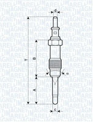 Свічка розжарювання HYUNDAI H100, MERCEDES-BENZ VARIO, MERCEDES-BENZ SPRINTER, MAGNETI MARELLI (062900046304)