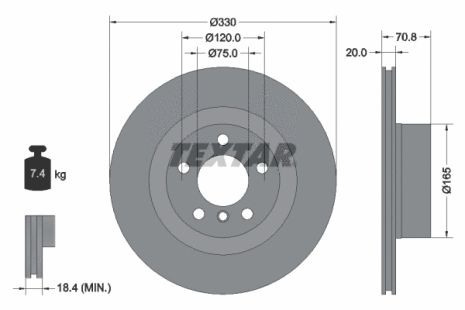 Диск гальмівний BMW X4, BMW X3, TEXTAR (92256303)