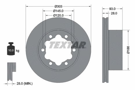 Диск гальмівний VW CRAFTER, MERCEDES-BENZ SPRINTER, TEXTAR (93143403)