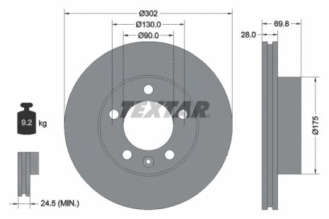 Диск тормозной NISSAN INTERSTAR, OPEL MOVANO, RENAULT MASTER, TEXTAR (92228603)