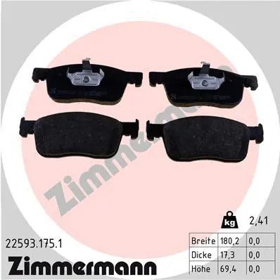 Комплект тормозных колодок OPEL ZAFIRA, TOYOTA PROACE, PEUGEOT EXPERT, ZIMMERMANN (225931751)