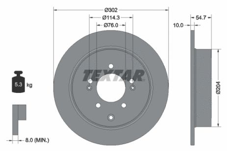 Диск тормозной KIA SPORTAGE, HYUNDAI TUCSON, TEXTAR (92294903)