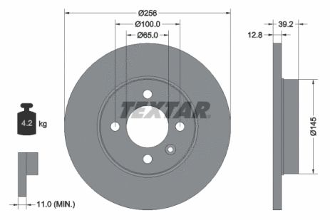 Диск гальмівний VW, CHERY COWIN, SEAT INCA, TEXTAR (92041703)