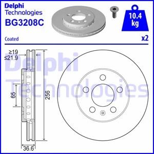 Диск тормозной SKODA, VW, AUDI A1, DELPHI (BG3208C)