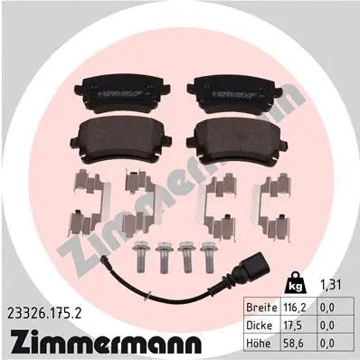 Комплект тормозных колодок VW TRANSPORTER, VW MULTIVAN, ZIMMERMANN (233261752)