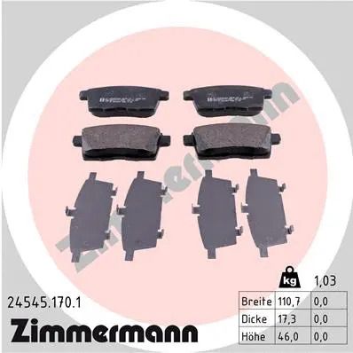 Комплект тормозных колодок MAZDA (FAW), MAZDA CX-9, MAZDA CX-7, ZIMMERMANN (245451701)