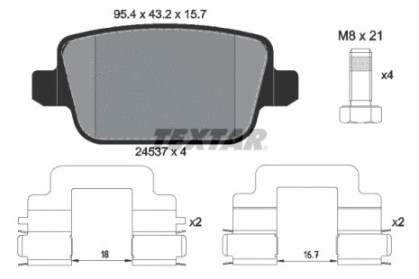 Комплект гальмівних колодок FORD S-MAX, FORD KUGA, FORD GALAXY, TEXTAR (2453703)