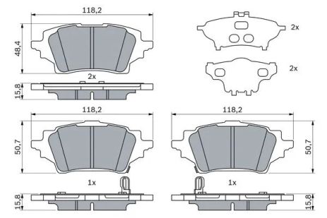 Комплект тормозных колодок SUZUKI SWACE, TOYOTA COROLLA, TOYOTA YARIS, BOSCH (0986424911)