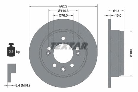 Диск гальмівний SOUEAST DX5, HYUNDAI (BEIJING), KIA (DYK), TEXTAR (92161703)