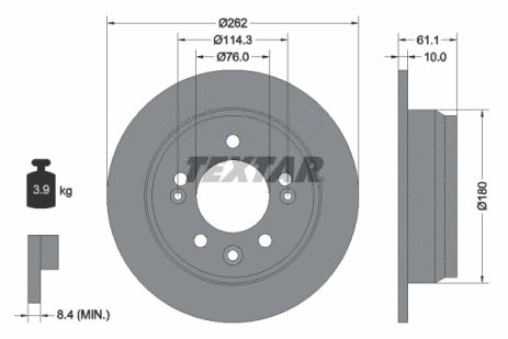 Диск гальмівний SOUEAST DX5, HYUNDAI (BEIJING), KIA (DYK), TEXTAR (92161703)