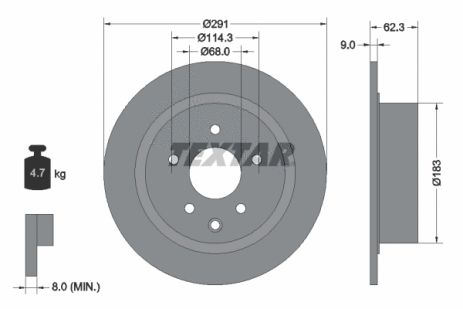 Диск тормозной VENUCIA T70, INFINITI ESQ, HAIMA (FAW), TEXTAR (92237103)