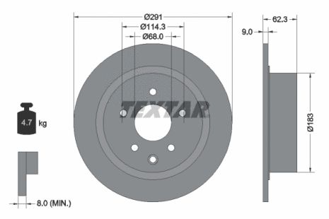 Диск гальмівний VENUCIA T70, INFINITI ESQ, HAIMA (FAW), TEXTAR (92237103)