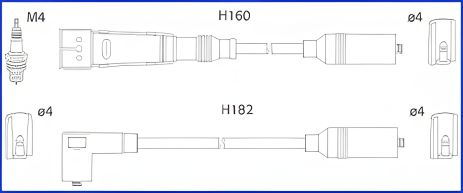 Комплект дротів запалювання AUDI A6, HUCO (134717)