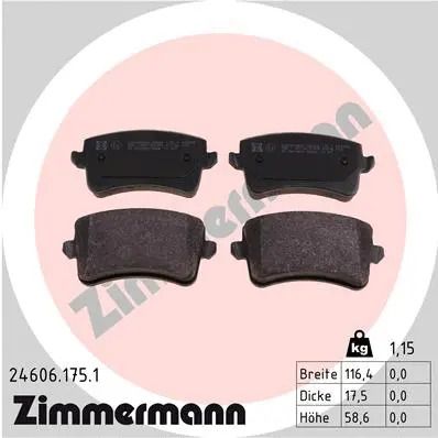Комплект тормозных колодок AUDI A5, AUDI Q5, AUDI A4, ZIMMERMANN (246061751)