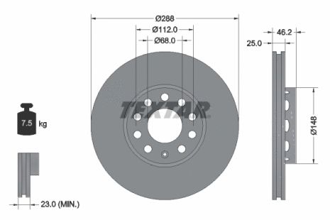 Диск гальмівний VW, SEAT EXEO, TEXTAR (92057605)