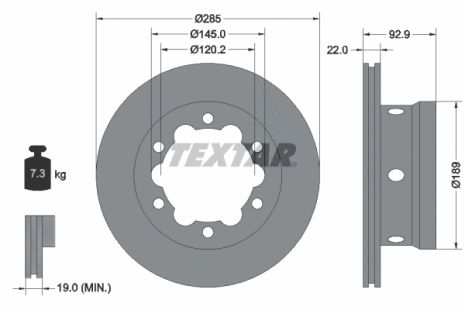 Диск гальмівний MERCEDES-BENZ SPRINTER, VW LT, TEXTAR (92089803)