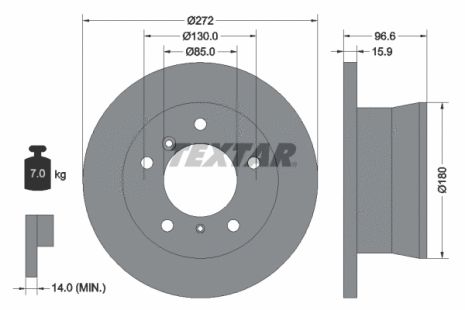 Диск гальмівний FREIGHTLINER SPRINTER, DODGE SPRINTER, VW LT, TEXTAR (92137603)