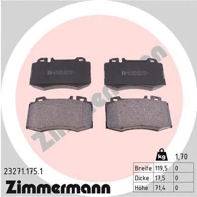 Комплект гальмівних колодок MB S-CLASS, MB CLK, MB E-CLASS, ZIMMERMANN (232711751)