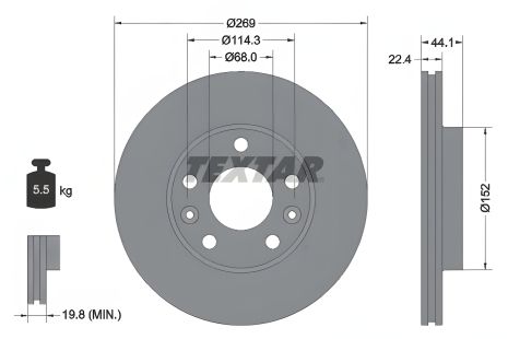 Гальмівний диск NISSAN TERRANO, DACIA DUSTER, RENAULT DUSTER, TEXTAR (92272603)