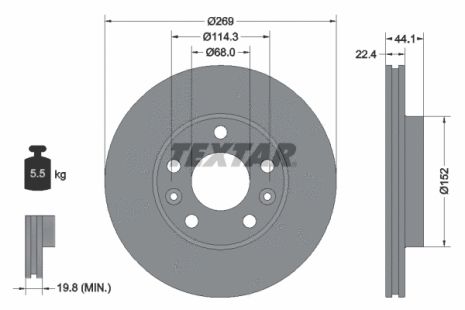 Диск гальмівний NISSAN TERRANO, RENAULT DUSTER, DACIA DUSTER, TEXTAR (92272603)
