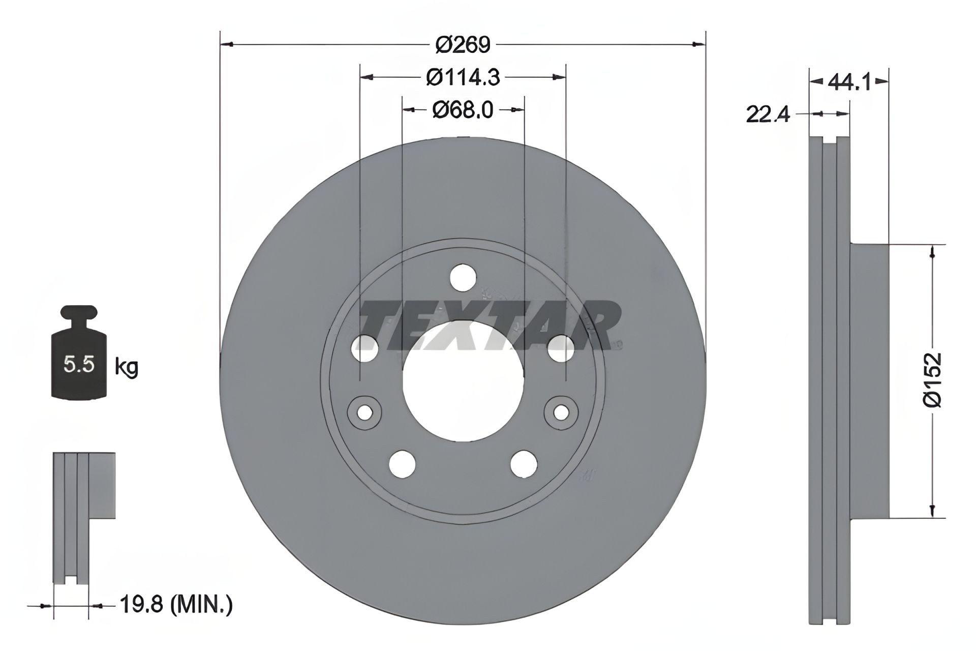 Гальмівний диск NISSAN TERRANO, DACIA DUSTER, RENAULT DUSTER, TEXTAR (92272603) Гальмівний диск NISSAN TERRANO, DACIA DUSTER, RENAULT DUSTER, TEXTAR (92272603)