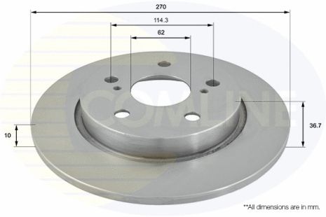 Диск гальмівний VW PASSAT, TOYOTA COROLLA, TOYOTA AURIS, COMLINE (ADC01146)