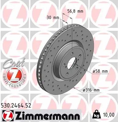 Диск тормозной SUBARU FORESTER, SUBARU LEGACY, SUBARU OUTBACK, ZIMMERMANN (530246452)
