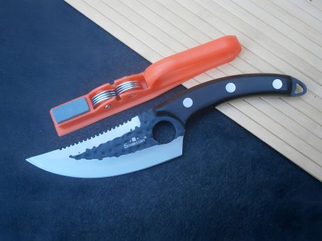 Шеф-нож Sonmelony Chef K-03A фултанг с серейтором 27 см + подарочная точилка для ножей XR-119