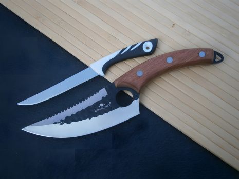 Sonmelony Chef RT-20 нож повара фултанг с 27 см сератором + подарок - кухонный нож Tramontina 20 см