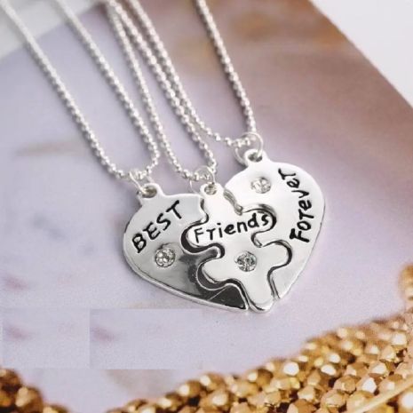 Кулоны тройные best friends forever подвески Тройной кулон для трех друзей в виде сердца парные