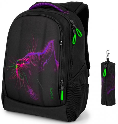 Шкільний рюкзак з USB-слотом для підлітків, на 2 відділення, чорний, пенал у комплекті Шкільний рюкзак з USB-слотом для підлітків, на 2 відділення, чорний, пенал у комплекті