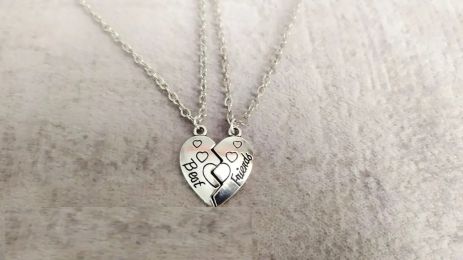 Парные подвески BEST FRIENDS лучшие друзья кулоны две половинки сердца