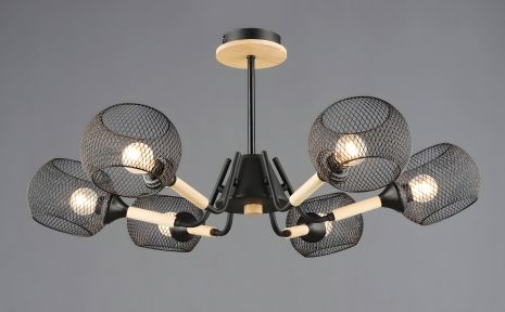 Люстра Чорний+Дерево N6620/6