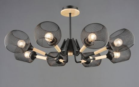 Люстра модель N6620/8 Черный + Дерево