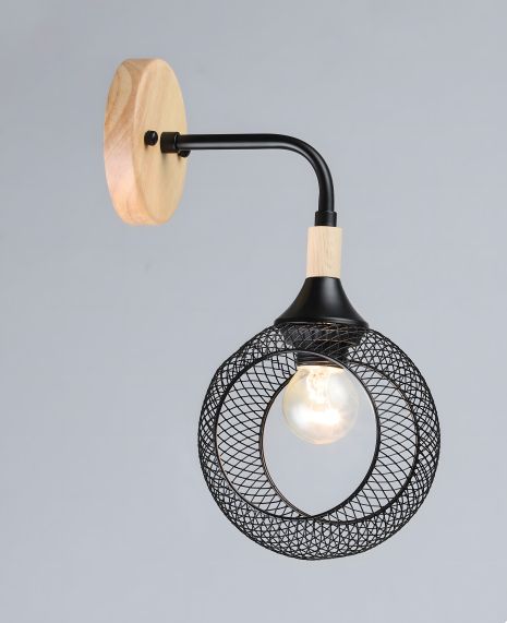 Чорний бра VALESO B N6620/1W з деревом