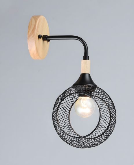Настенный бра VALESO B N6620/1W Черный + Дерево Настенный бра VALESO B N6620/1W Черный + Дерево