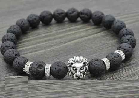 Браслет із шунгіту вулканічного каменю LION лев із левом вулканічний камінь