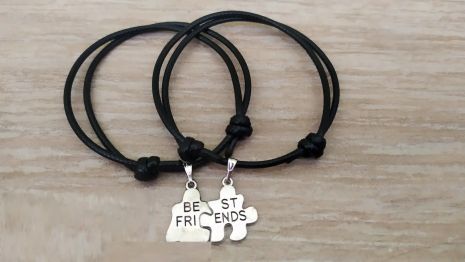 Парні браслети BEST FRIENDS для двох друзів подруг у формі пазлів