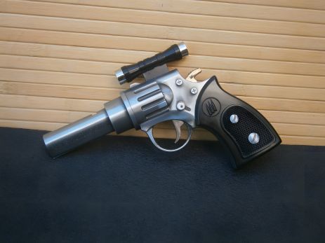 Металева Турбо Запальничка Револьвер Silver з Лазером Металева Турбо Запальничка Револьвер Silver з Лазером