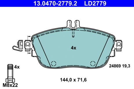 Комплект тормозных колодок MB GLA-CLASS, MB CLA, MB A-CLASS, ATE (13047027792)