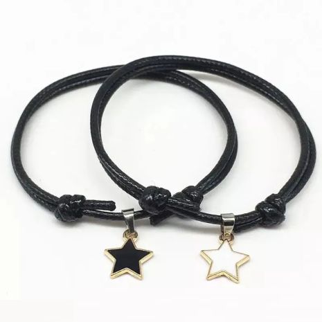 Парные браслеты STAR для двоих влюбленных черный шнур I love you браслет со звездочкой звездой